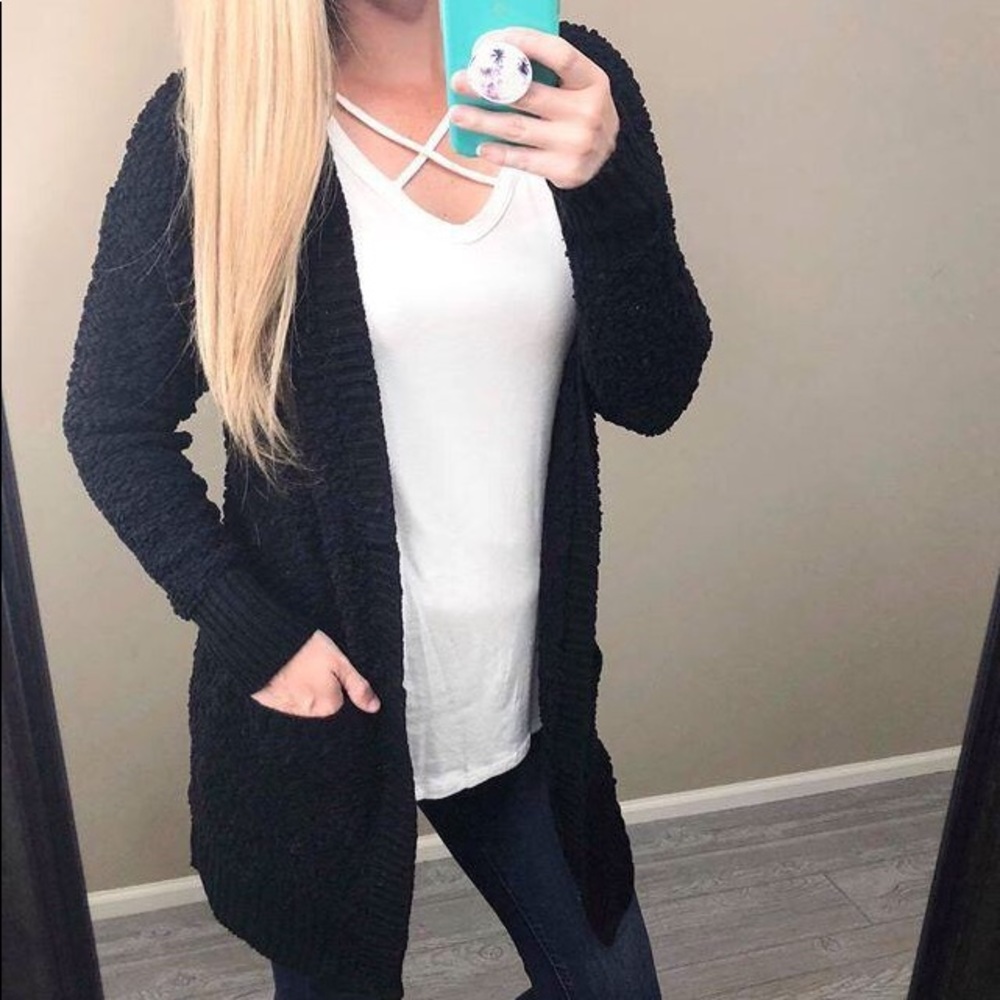 Black popcorn cardigan